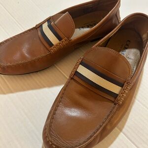 Coach Men’s Leather loafers Mott Stripe Saddle Shoes Brown Classic 10D 43 Oxford